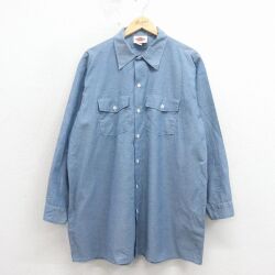 ディッキーズ 90s 長袖シャンブレーワークシャツ ネイビー XL | 古着
