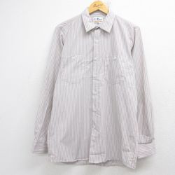 90s 長袖ワークシャツ ストライプ グレー L | 古着