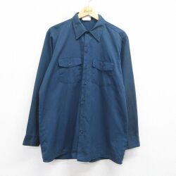 ディッキーズ 90s 長袖ワークシャツ ネイビー XL | 古着