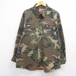 XL★古着 WINCHESTER 長袖 ハンティング シャツ メンズ 90年代 90s 鳥 大きいサイズ ロング丈 緑 迷彩 26may12