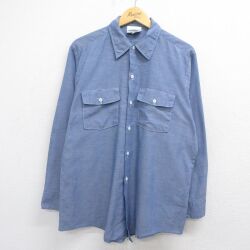 ディッキーズ 90s 長袖シャンブレーシャツ ネイビー L | 古着