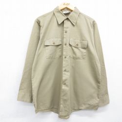 ディッキーズ 90s 長袖ワークシャツ ベージュ メンズL相当 | 古着