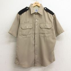 【50%OFF】L★古着 半袖 ワーク シャツ メンズ 90年代 90s USA製 ベージュ カーキ 24may29 中古 トップス