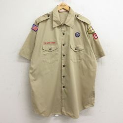 90s 半袖シャツ ワッペン ベージュ XL | 古着