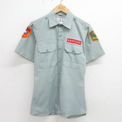 00s 半袖ワークシャツ 陸軍ワッペン グリーン S | 古着