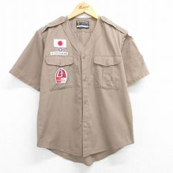 【50%OFF】M★古着 半袖 ボーイスカウト シャツ メンズ 80年代 80s 日本連盟 愛知 茶 ブラウン 【spe】 25apr05 中古 トップス