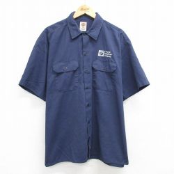 XL★古着 ディッキーズ Dickies 半袖 ワーク シャツ メンズ Royal Telephone Company 大きいサイズ 紺 ネイビー 25apr08 中古 トップス