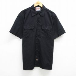 XL★古着 ディッキーズ Dickies 半袖 ワーク シャツ メンズ 黒 ブラック 25apr08 中古 トップス