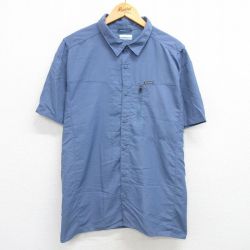 XL★古着 コロンビア COLUMBIA 半袖 シャツ メンズ 大きいサイズ 薄紺 ネイビー 内側メッシュ 25apr08 中古 トップス