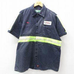 XL★古着 レッドキャップ 半袖 ワーク シャツ メンズ Ryder リフレクター 大きいサイズ 濃紺 ネイビー 【spe】 25apr08 中古 トップス
