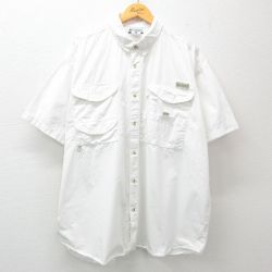 XL★古着 コロンビア COLUMBIA 半袖 フィッシング シャツ メンズ 00年代 00s 大きいサイズ ロング丈 コットン 白 ホワイト 内側メッシュ 25apr08 中古 トップス