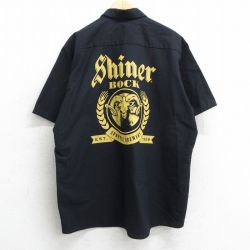 XL★古着 レッドキャップ 半袖 ワーク シャツ メンズ 00年代 00s Shiner BOCK 酒 大きいサイズ ロング丈 黒 ブラック 25apr10 中古 トップス