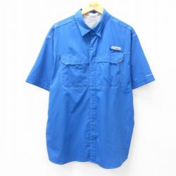 【50%OFF】XL★古着 コロンビア COLUMBIA 半袖 フィッシング シャツ メンズ PFG 大きいサイズ 青 ブルー 内側メッシュ 25apr10 中古 トップス