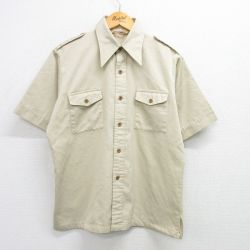 L★古着 半袖 ワーク シャツ メンズ 80年代 80s ベージュ カーキ 25apr12 中古 トップス