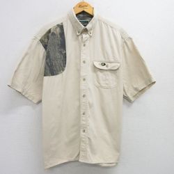 XL★古着 半袖 ハンティング シャツ メンズ モッシーオーク 大きいサイズ ボタンダウン ベージュ カーキ 【spe】 25apr12 中古 トップス