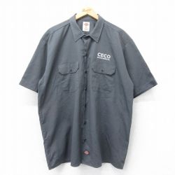 XL★古着 ディッキーズ Dickies 半袖 ワーク シャツ メンズ CECO 大きいサイズ グレー 25apr21 中古 トップス