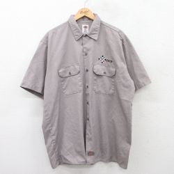 XL★古着 ディッキーズ Dickies 半袖 ワーク シャツ メンズ ncs 大きいサイズ ロング丈 グレー 【spe】 25apr23 中古 トップス