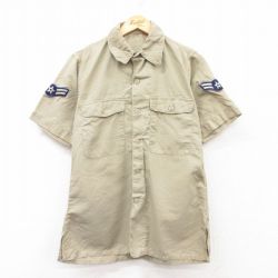 【50%OFF】M★古着 半袖 ミリタリー シャツ メンズ 80年代 80s ベージュ カーキ 25apr24 中古 トップス