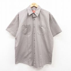 XL★古着 半袖 ワーク シャツ メンズ 90年代 90s 大きいサイズ USA製 グレー 25apr24 中古 トップス