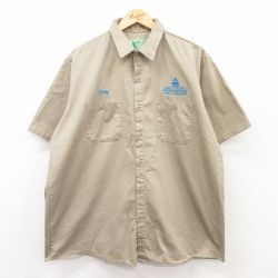 XL★古着 レッドキャップ 半袖 ワーク シャツ メンズ ピマ 大きいサイズ コットン ベージュ カーキ 25apr24 中古 トップス