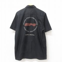 XL★古着 レッドキャップ 半袖 ワーク シャツ メンズ 00年代 00s BPC ロング丈 黒 ブラック 25may02 中古 トップス
