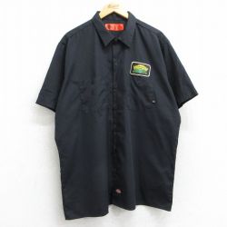 XL★古着 ディッキーズ Dickies 半袖 ワーク シャツ メンズ シエラネバダ 大きいサイズ 黒 ブラック 25may13 中古 トップス