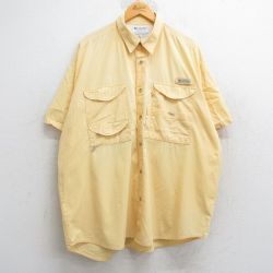 XL★古着 コロンビア COLUMBIA 半袖 フィッシング シャツ メンズ 00年代 00s 大きいサイズ コットン 黄 イエロー 内側メッシュ 25may13 中古 トップス