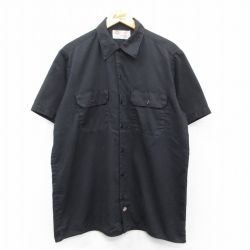 【20%OFF】XL★古着 ディッキーズ Dickies 半袖 ワーク シャツ メンズ 00年代 00s 黒 ブラック 25may15 中古 トップス
