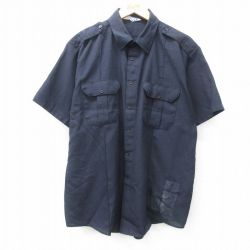 80s 半袖ワークシャツ ネイビー XL | 古着