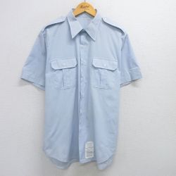 【50%OFF】XL★古着 半袖 ミリタリー シャツ メンズ 90年代 90s USA製 薄紺 ネイビー 25may30 中古 トップス