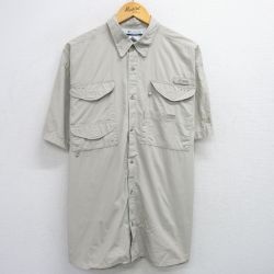 コロンビア 00s 半袖フィッシングシャツ ワンポイントロゴ ベージュ XL | 古着