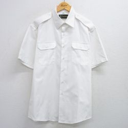 XL★古着 半袖 ミリタリー シャツ メンズ 90年代 90s USアーミー ARMY 大きいサイズ ロング丈 USA製 白 ホワイト 25may30 中古 トップス