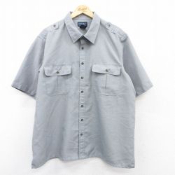 XL★古着 半袖 ワーク シャツ メンズ 大きいサイズ グレー 25may31 中古 トップス