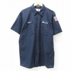 L★古着 半袖 ワーク HUNTING 濃紺 ネイビー 25jun05 中古 メンズ トップス