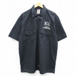 XL★古着 ディッキーズ Dickies 半袖 ワーク シャツ メンズ AV 黒 ブラック 25jun12 中古 トップス