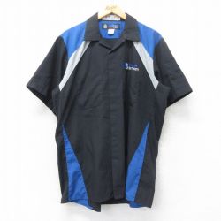 【50%OFF】XL★古着 半袖 ワーク シャツ メンズ PB 開襟 オープンカラー 黒他 ブラック 25jun12 中古 トップス
