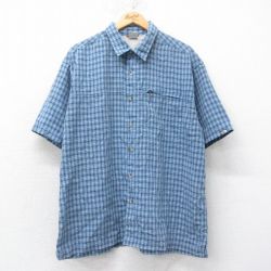 XL★古着 ノースフェイス THE NORTH FACE 半袖 シャツ メンズ 薄紺他 ネイビー チェック 25jun12 中古 トップス