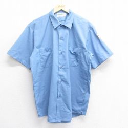90s 半袖ワークシャツ HOSPITAL ネイビー XL | 古着