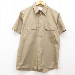 【50%OFF】XL★古着 半袖 ワーク シャツ メンズ 80年代 80s ベージュ カーキ 25jun16 中古 トップス