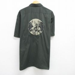 XL★古着 ディッキーズ Dickies 半袖 ワーク シャツ メンズ ストーンブリューイング ビール ロング丈 濃緑 グリーン 25jun17 中古 トップス