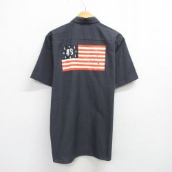 XL★古着 レッドキャップ 半袖 ワーク シャツ メンズ 00年代 00s 星条旗 ロング丈 濃グレー 25jun17 中古 トップス