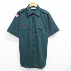 XL★古着 半袖 ボーイスカウト シャツ メンズ 90年代 90s ワンポイントロゴ ロング丈 USA製 濃緑 グリーン 25jun19 中古 トップス