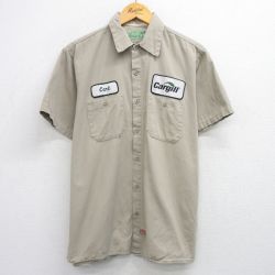XL★古着 レッドキャップ 半袖 ワーク シャツ メンズ 90年代 90s ワッペン コットン ベージュ カーキ 25jun19 中古 トップス