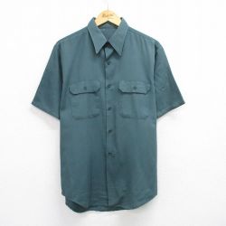 L★古着 半袖 ワーク シャツ メンズ 緑系 グリーン 25jun26 中古 トップス
