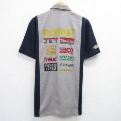 【50%OFF】L★古着 ディッキーズ Dickies 半袖 ワーク シャツ メンズ DEWALT ツートンカラー 紺他 ネイビー 25jun26 中古 トップス