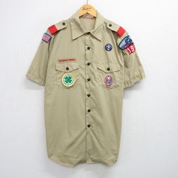 XL★古着 半袖 ボーイスカウト シャツ メンズ 90年代 90s USA製 ベージュ カーキ 25jun26 中古 トップス