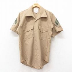 M★古着 半袖 ミリタリー シャツ メンズ 80年代 80s USMC 開襟 オープンカラー USA製 ベージュ カーキ 25jun27 中古 トップス