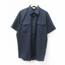80s 半袖ワークシャツ ネイビー XL | 古着