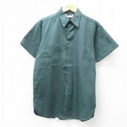 80s 半袖ワークシャツ グリーン S | 古着