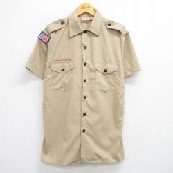 【50%OFF】M★古着 半袖 ボーイスカウト シャツ メンズ 90年代 90s USA製 ベージュ カーキ 25jul04 中古 トップス